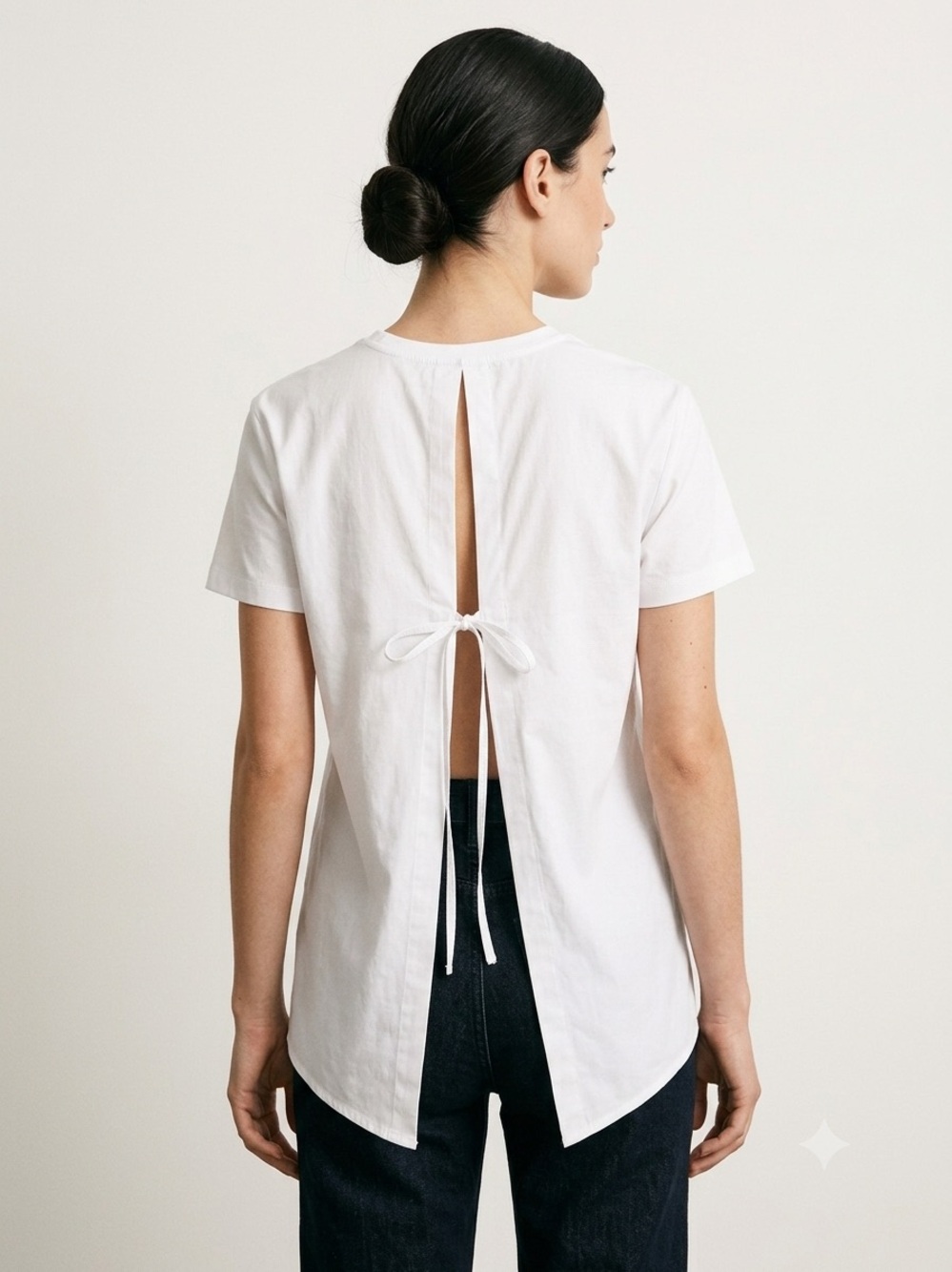 Zara Cotton Open‑Back Tie Top – White, Size Small (Oversized Fit)
